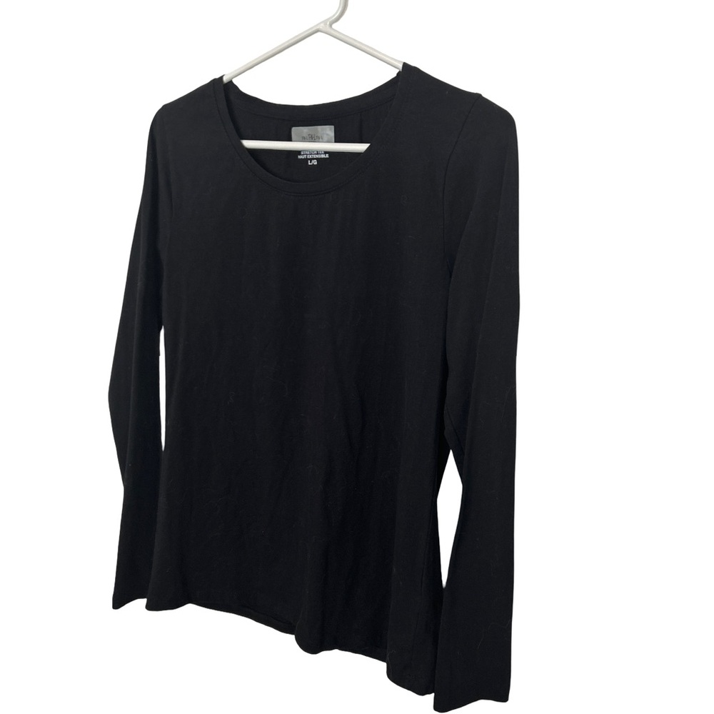 Black Ribbed Blouse with Long Sleeves